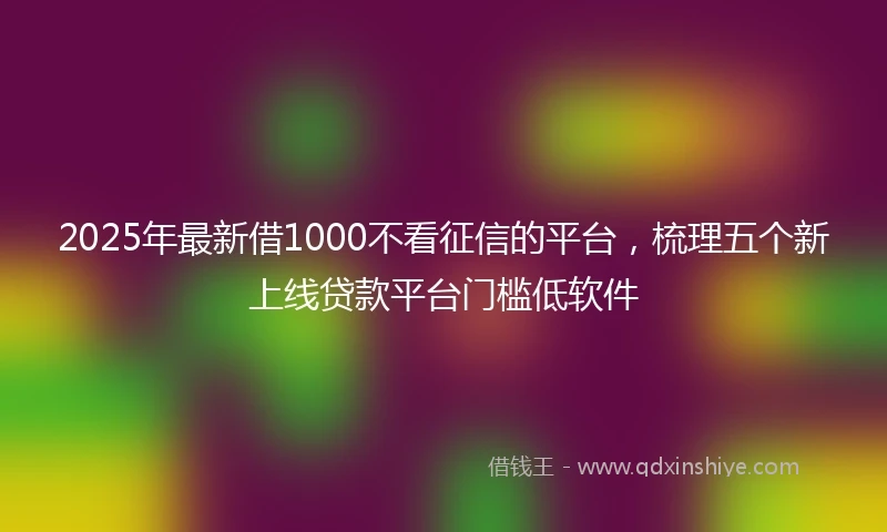 2025年最新借1000不看征信的平台，梳理五个新上线贷款平台门槛低软件