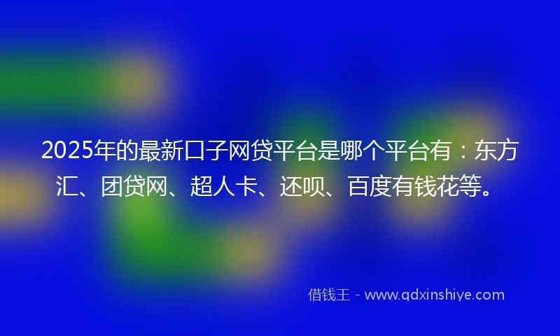 2025年的最新口子网贷平台是哪个平台有：东方汇、团贷网、超人卡、还呗、百度有钱花等。