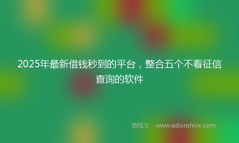 2025年最新借钱秒到的平台，整合五个不看征信查询的软件