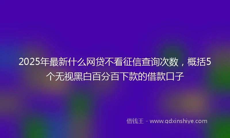 2025年最新什么网贷不看征信查询次数，概括5个无视黑白百分百下款的借款口子
