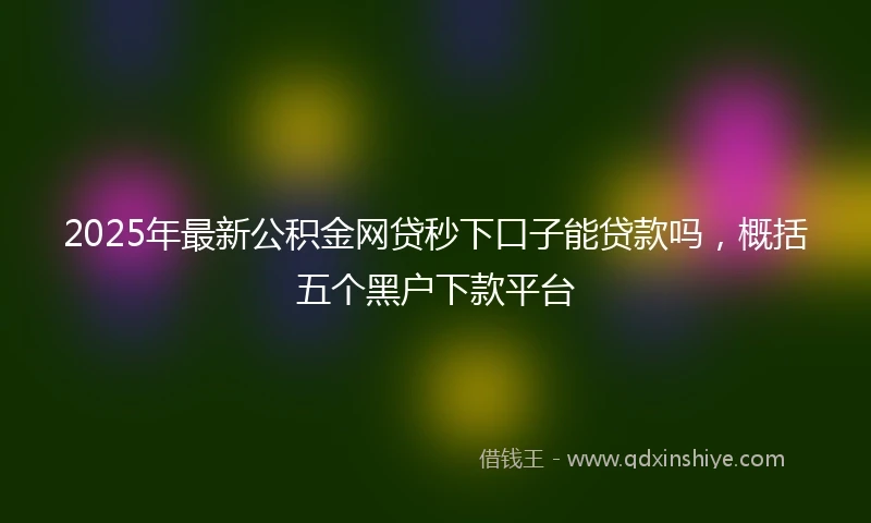 2025年最新公积金网贷秒下口子能贷款吗，概括五个黑户下款平台