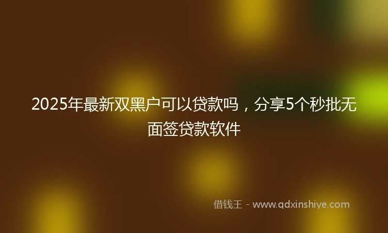 2025年最新双黑户可以贷款吗，分享5个秒批无面签贷款软件