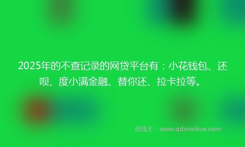 2025年的不查记录的网贷平台有：小花钱包、还呗、度小满金融、替你还、拉卡拉等。