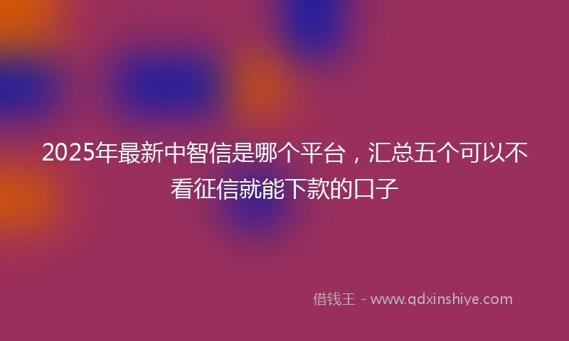 2025年最新中智信是哪个平台，汇总五个可以不看征信就能下款的口子