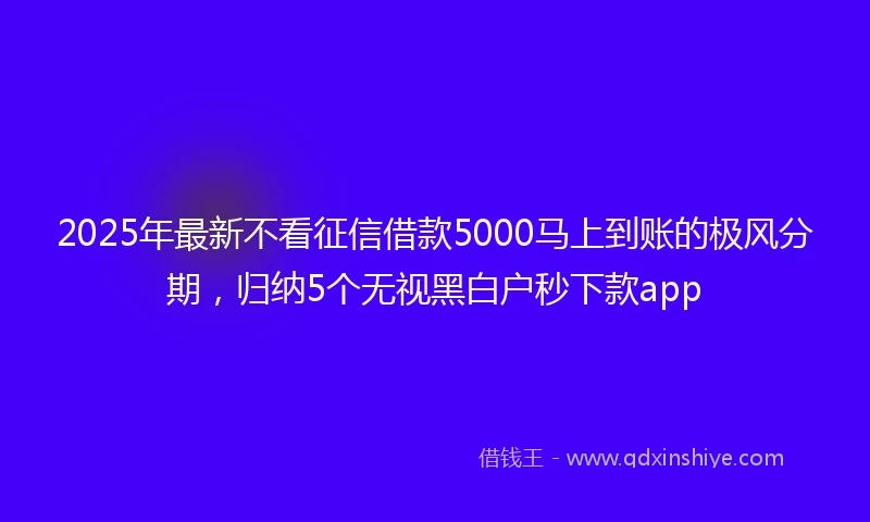 2025年最新不看征信借款5000马上到账的极风分期，归纳5个无视黑白户秒下款app