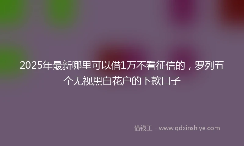 2025年最新哪里可以借1万不看征信的，罗列五个无视黑白花户的下款口子