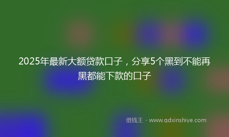 2025年最新大额贷款口子，分享5个黑到不能再黑都能下款的口子