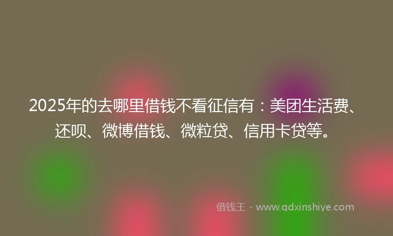 2025年的去哪里借钱不看征信有：美团生活费、还呗、微博借钱、微粒贷、信用卡贷等。