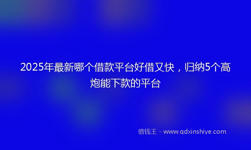2025年最新哪个借款平台好借又快，归纳5个高炮能下款的平台