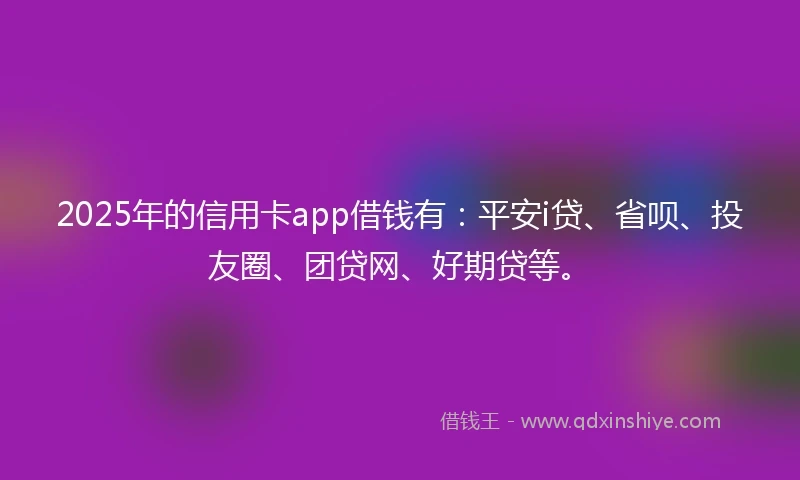 2025年的信用卡app借钱有：平安i贷、省呗、投友圈、团贷网、好期贷等。
