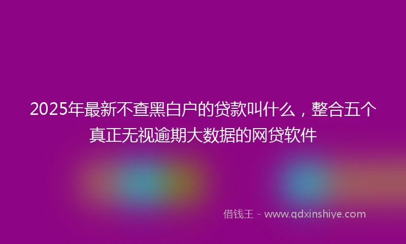 2025年最新不查黑白户的贷款叫什么，整合五个真正无视逾期大数据的网贷软件