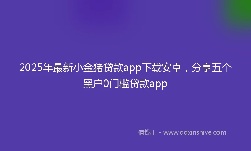 2025年最新小金猪贷款app下载安卓，分享五个黑户0门槛贷款app