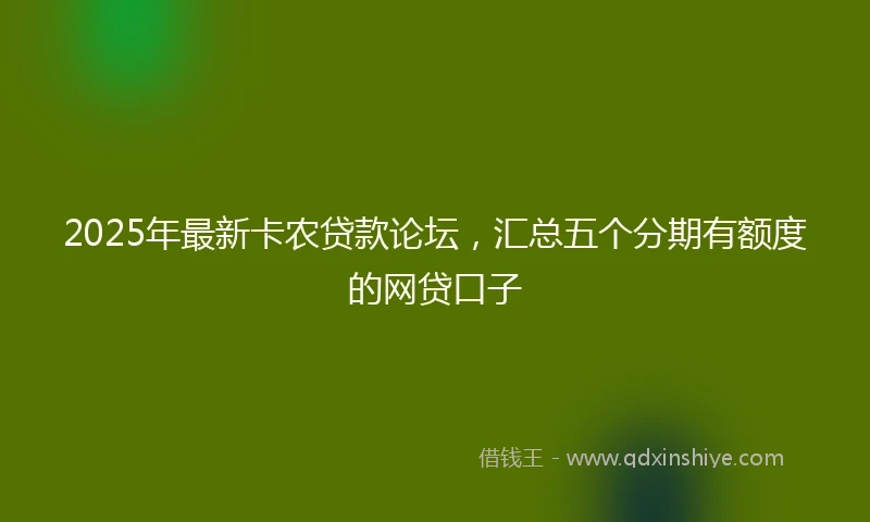 2025年最新卡农贷款论坛，汇总五个分期有额度的网贷口子