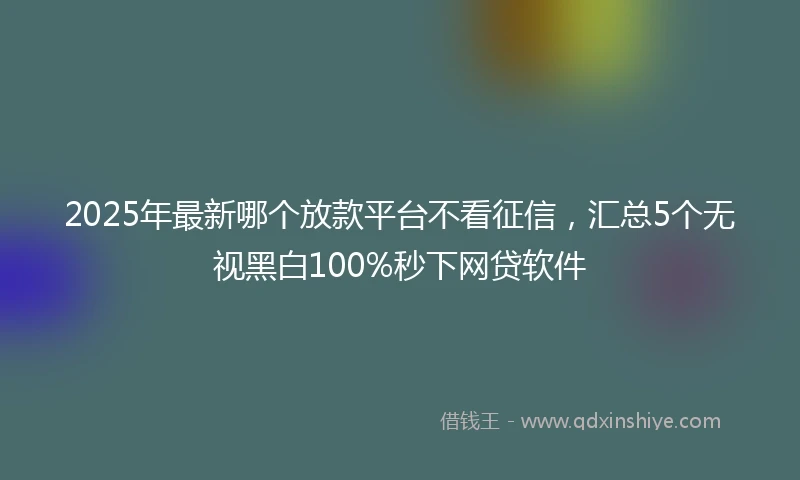 2025年最新哪个放款平台不看征信，汇总5个无视黑白100%秒下网贷软件
