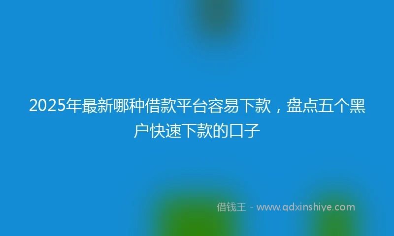 2025年最新哪种借款平台容易下款，盘点五个黑户快速下款的口子