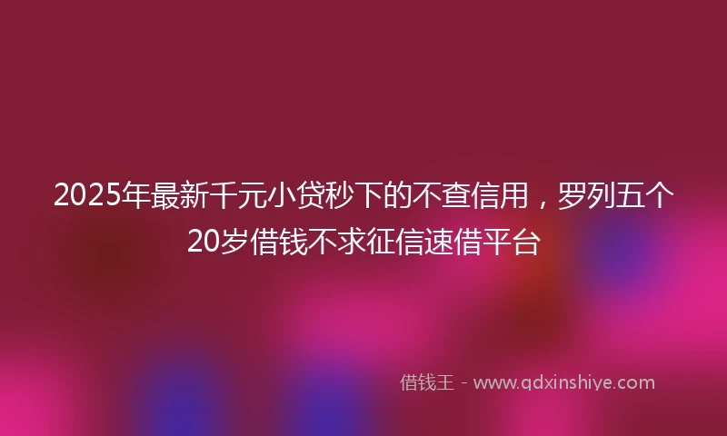 2025年最新千元小贷秒下的不查信用，罗列五个20岁借钱不求征信速借平台