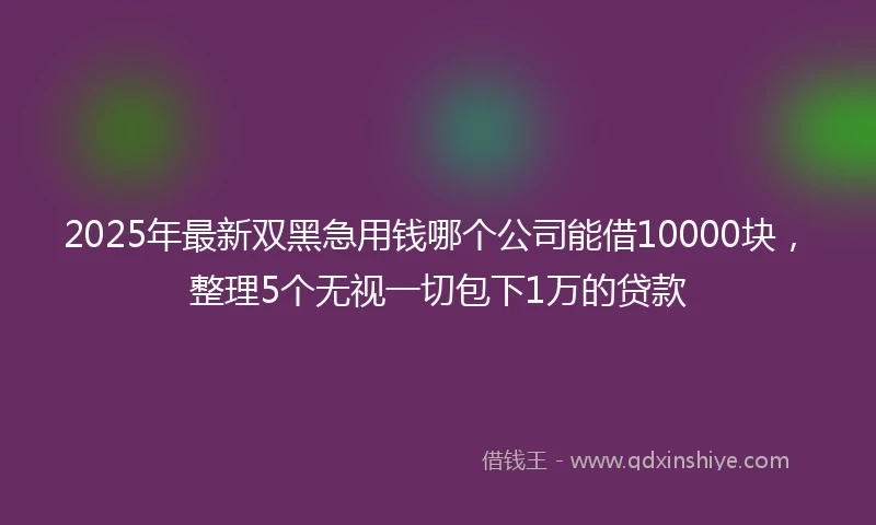 2025年最新双黑急用钱哪个公司能借10000块，整理5个无视一切包下1万的贷款