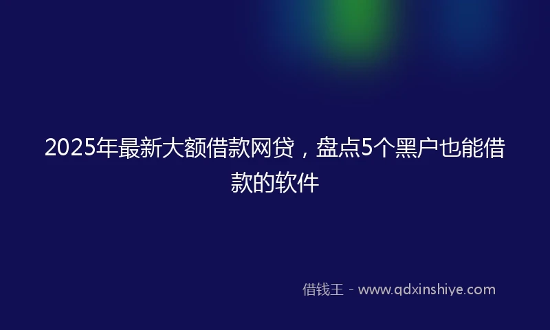2025年最新大额借款网贷，盘点5个黑户也能借款的软件