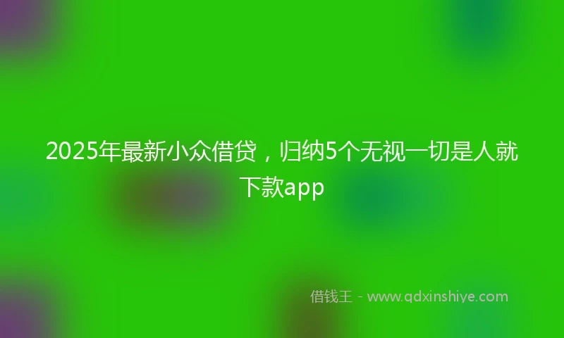 2025年最新小众借贷，归纳5个无视一切是人就下款app
