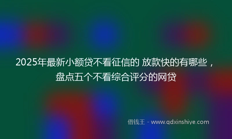 2025年最新小额贷不看征信的 放款快的有哪些，盘点五个不看综合评分的网贷