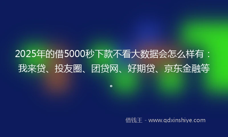 2025年的借5000秒下款不看大数据会怎么样有：我来贷、投友圈、团贷网、好期贷、京东金融等。