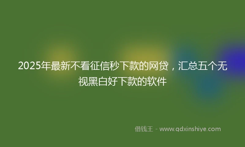 2025年最新不看征信秒下款的网贷，汇总五个无视黑白好下款的软件