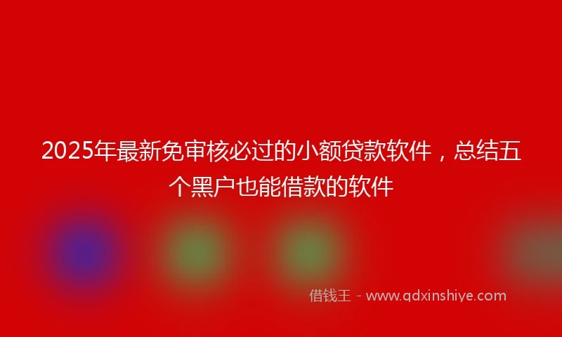2025年最新免审核必过的小额贷款软件，总结五个黑户也能借款的软件