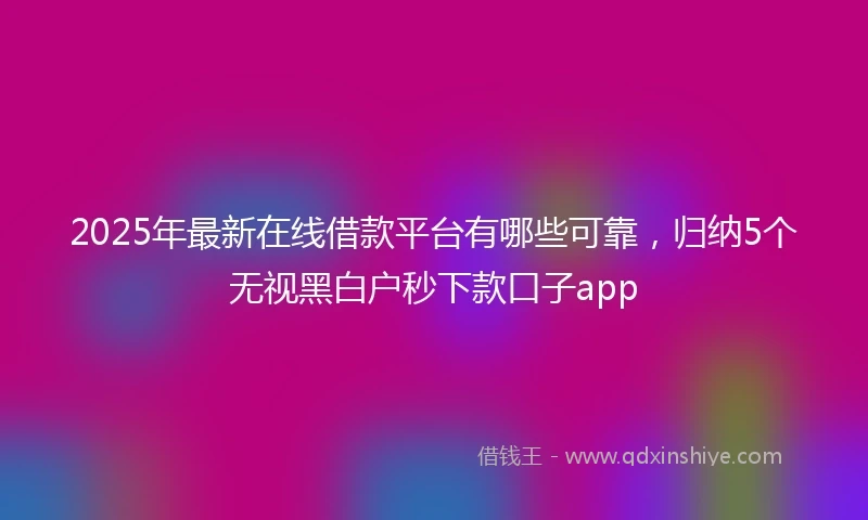 2025年最新在线借款平台有哪些可靠，归纳5个无视黑白户秒下款口子app