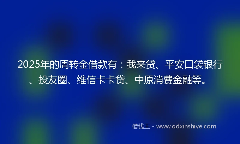 2025年的周转金借款有：我来贷、平安口袋银行、投友圈、维信卡卡贷、中原消费金融等。