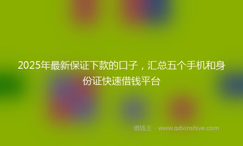 2025年最新保证下款的口子，汇总五个手机和身份证快速借钱平台