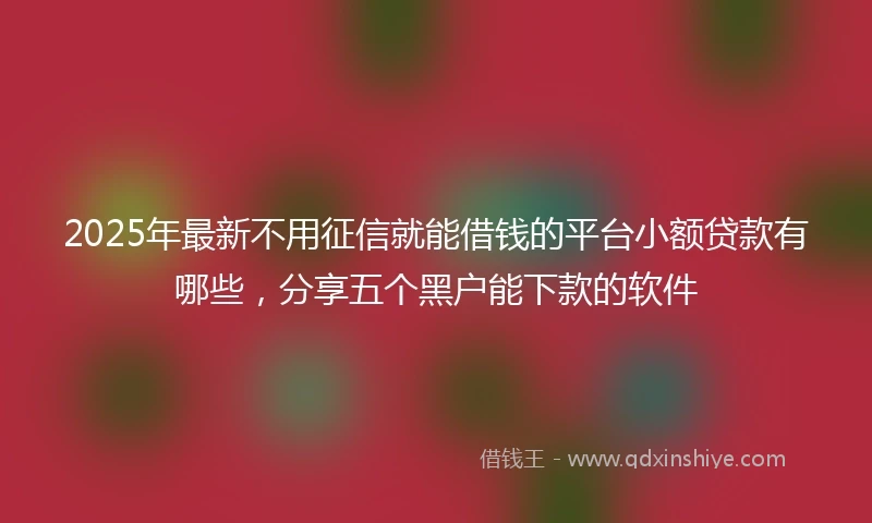 2025年最新不用征信就能借钱的平台小额贷款有哪些，分享五个黑户能下款的软件