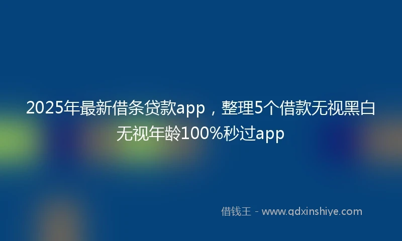 2025年最新借条贷款app，整理5个借款无视黑白无视年龄100%秒过app