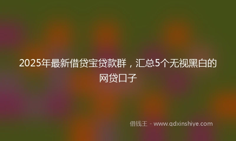 2025年最新借贷宝贷款群，汇总5个无视黑白的网贷口子