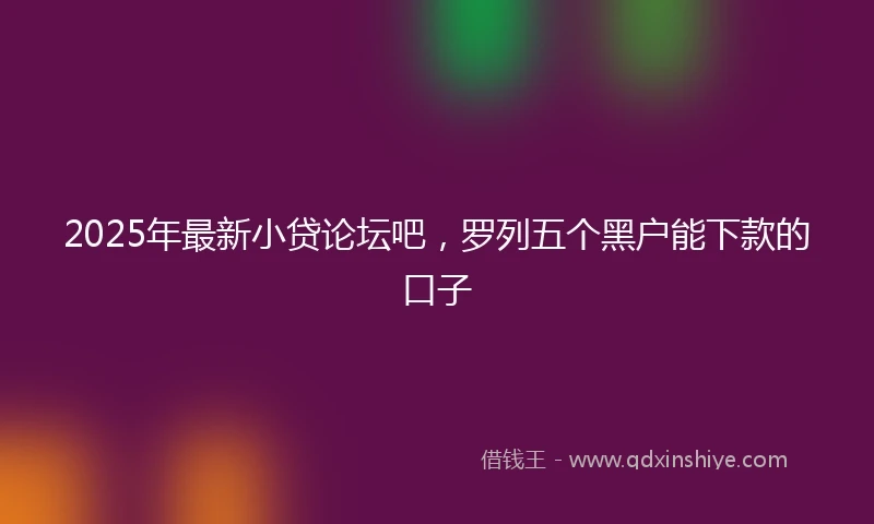 2025年最新小贷论坛吧，罗列五个黑户能下款的口子