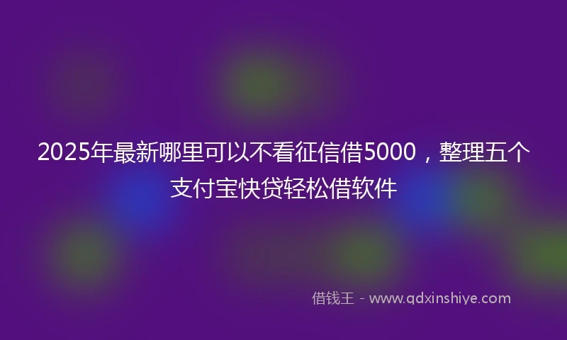 2025年最新哪里可以不看征信借5000，整理五个支付宝快贷轻松借软件
