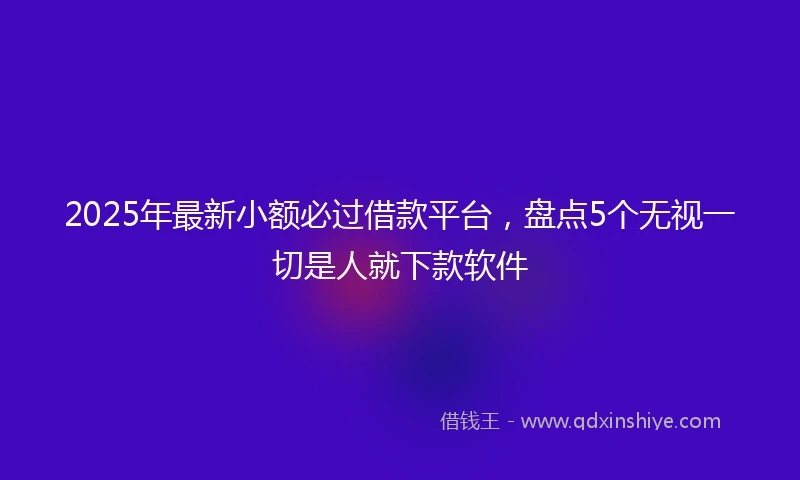 2025年最新小额必过借款平台，盘点5个无视一切是人就下款软件