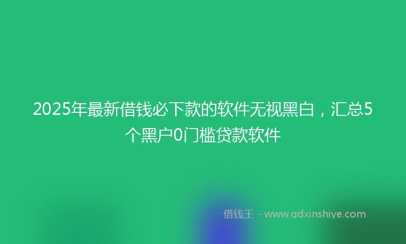 2025年最新借钱必下款的软件无视黑白，汇总5个黑户0门槛贷款软件