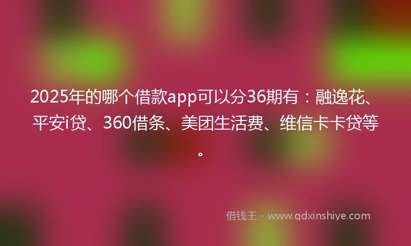 2025年的哪个借款app可以分36期有：融逸花、平安i贷、360借条、美团生活费、维信卡卡贷等。