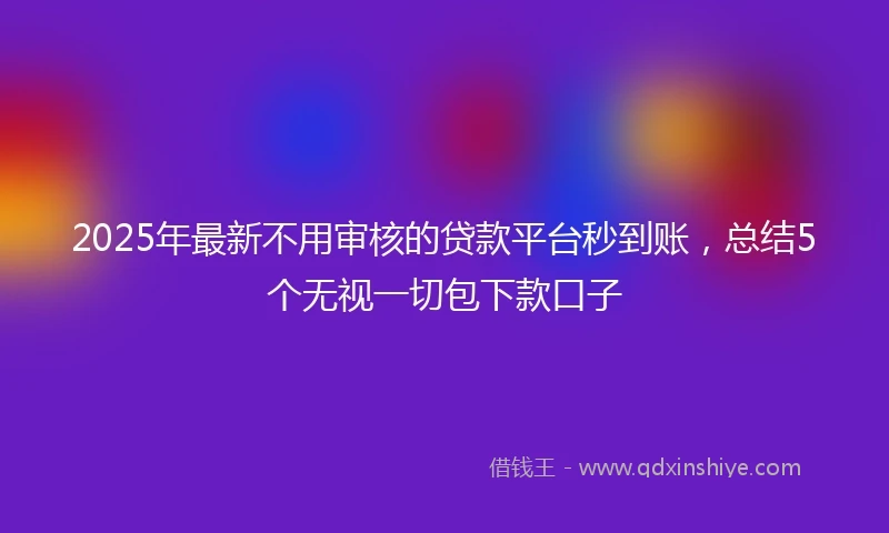 2025年最新不用审核的贷款平台秒到账，总结5个无视一切包下款口子