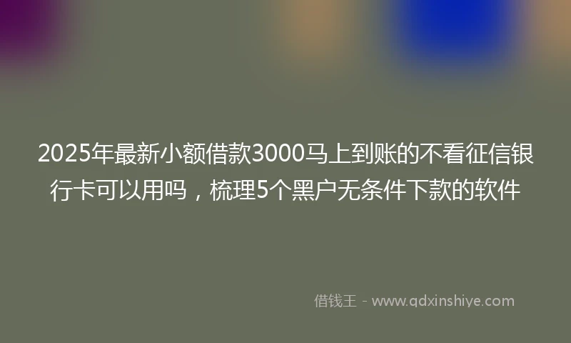 2025年最新小额借款3000马上到账的不看征信银行卡可以用吗，梳理5个黑户无条件下款的软件