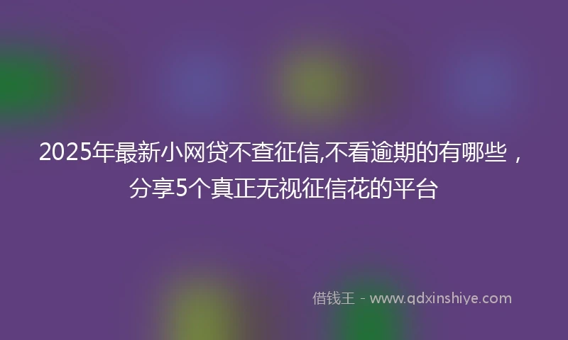 2025年最新小网贷不查征信,不看逾期的有哪些，分享5个真正无视征信花的平台