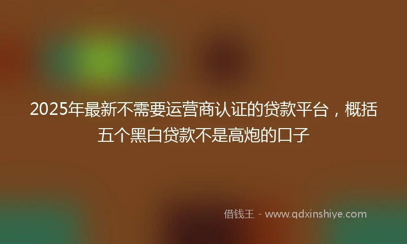 2025年最新不需要运营商认证的贷款平台，概括五个黑白贷款不是高炮的口子