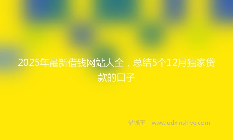 2025年最新借钱网站大全，总结5个12月独家贷款的口子