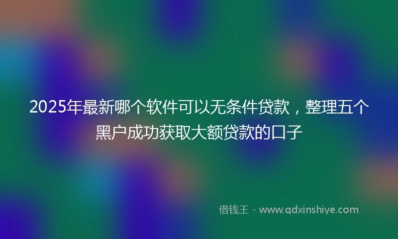 2025年最新哪个软件可以无条件贷款，整理五个黑户成功获取大额贷款的口子