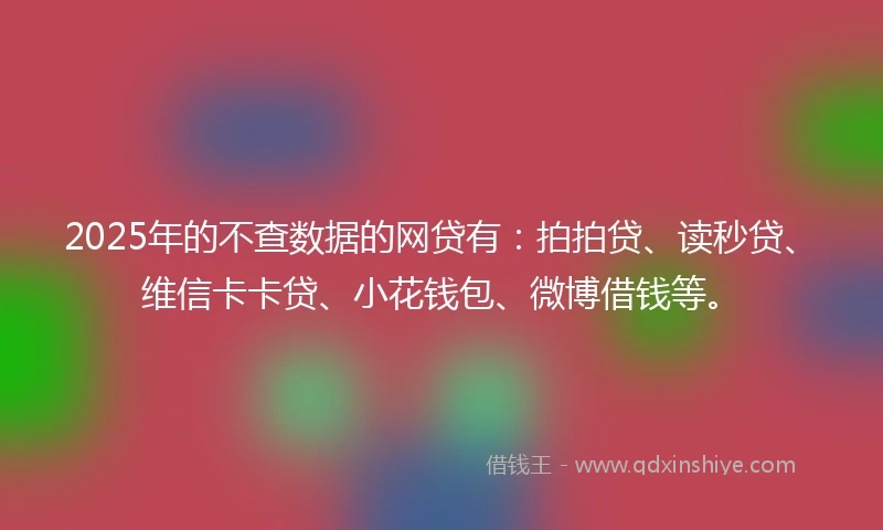 2025年的不查数据的网贷有：拍拍贷、读秒贷、维信卡卡贷、小花钱包、微博借钱等。