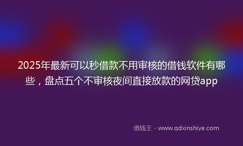 2025年最新可以秒借款不用审核的借钱软件有哪些，盘点五个不审核夜间直接放款的网贷app
