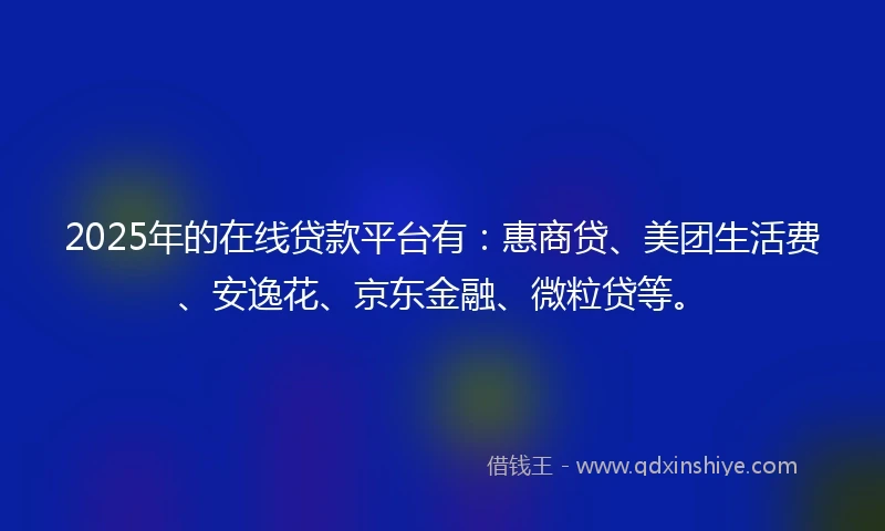 2025年的在线贷款平台有：惠商贷、美团生活费、安逸花、京东金融、微粒贷等。