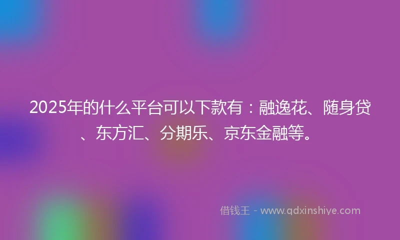 2025年的什么平台可以下款有：融逸花、随身贷、东方汇、分期乐、京东金融等。