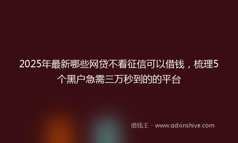 2025年最新哪些网贷不看征信可以借钱，梳理5个黑户急需三万秒到的的平台