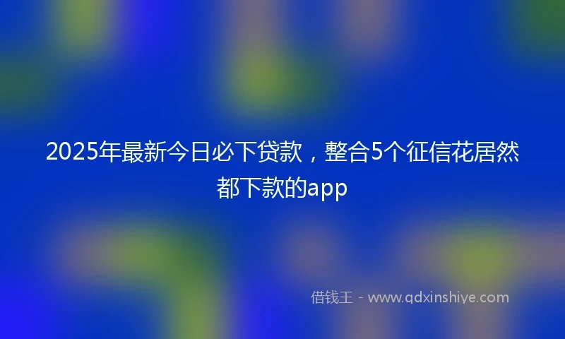 2025年最新今日必下贷款，整合5个征信花居然都下款的app